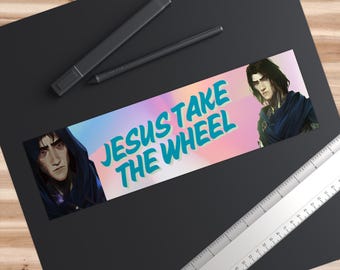 Arcane Jesus Take The Wheel Bumper Sticker Viktor Arcane Fan Art Car Decal, Laptop Sticker Phone Case Decal Water Bottle