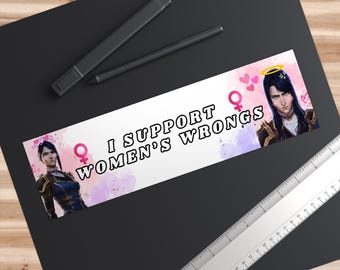 Arcane I Support Womens Wrongs Bumper Sticker Caitlyn Kiramman Arcane Fan Art Car Decal, Laptop Sticker Phone Case Decal