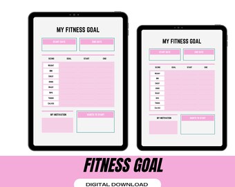 Fitness goal Fitness planner, printable workout planner, diet planner, weight loss tracker wellness planner,fitness planner instant download
