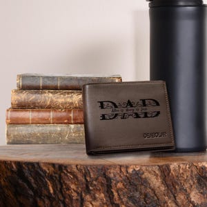 Cartera personalizada con nombre de papá, de piel sintética, para hombre, regalo para papá, vacaciones, regalo del Día del Padre