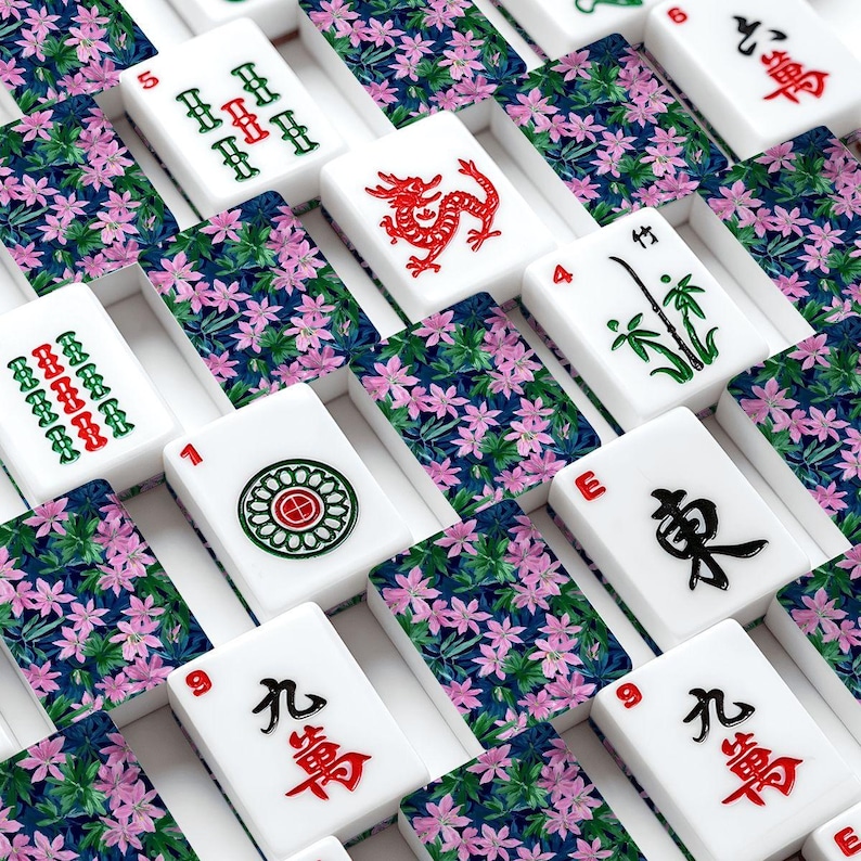 American Mahjong Tiles Set 166 Pieces with Jokers, Floral Mahjong Game Set, Acrylic Mahjong Tiles, Mahjong Gift Set image 7