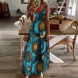 Moon Embroidered Dress - Etsy Moon Embroidered Dress - Etsy