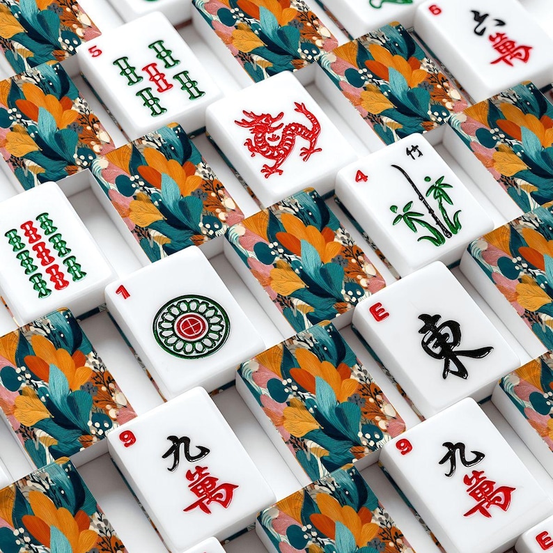 Floral Mahjong Tile Set 166 Pieces, American Mahjong Tiles with Jokers, Colorful Mahjong Set Gift, Modern image 7