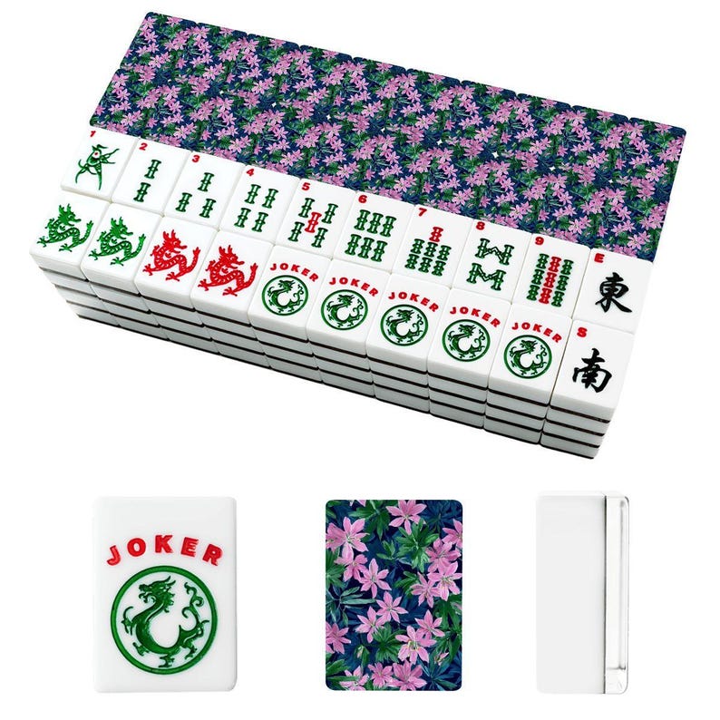 American Mahjong Tiles Set 166 Pieces with Jokers, Floral Mahjong Game Set, Acrylic Mahjong Tiles, Mahjong Gift Set image 2