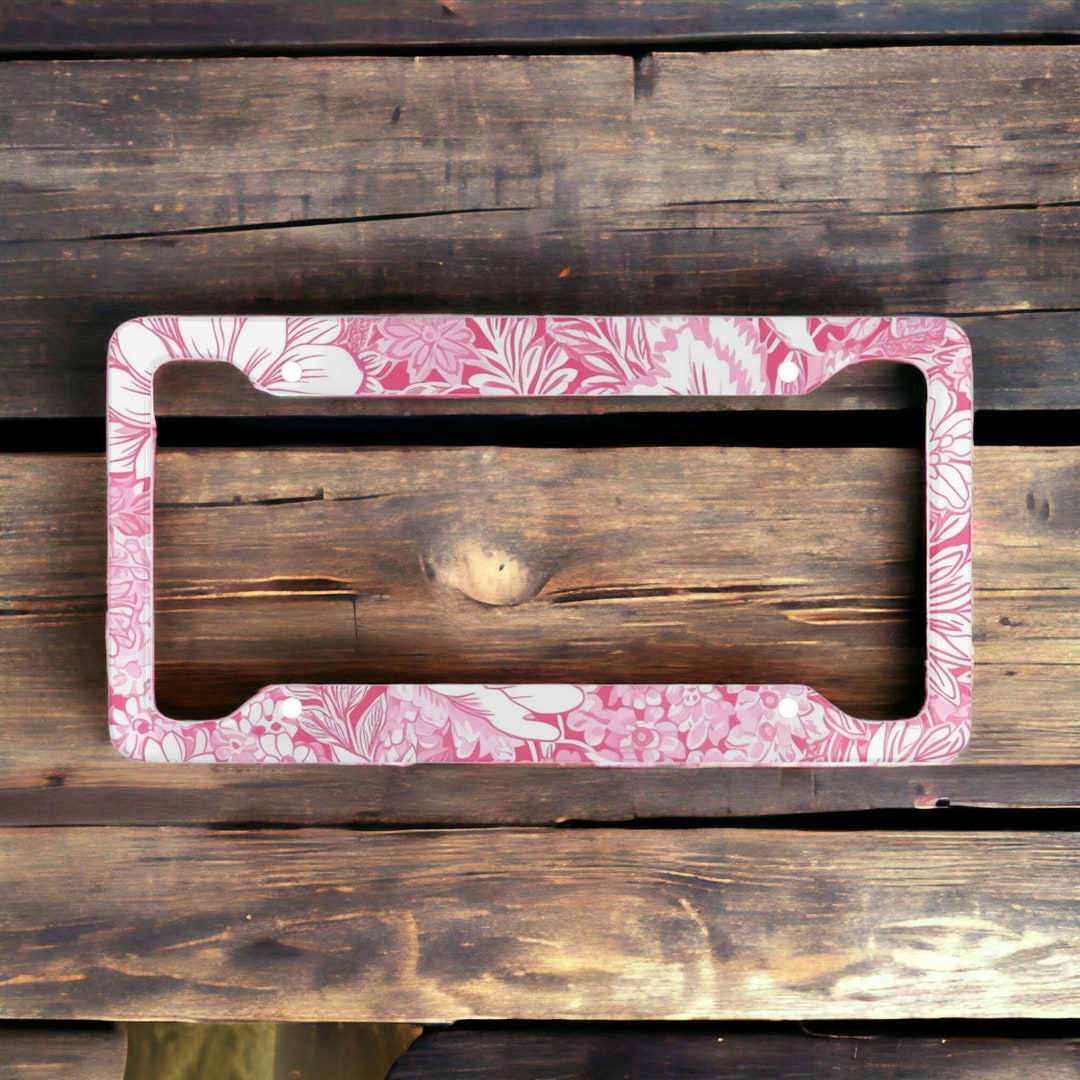 Floral License Plate Frame, Custom License Plate Frame, Car Accessory
