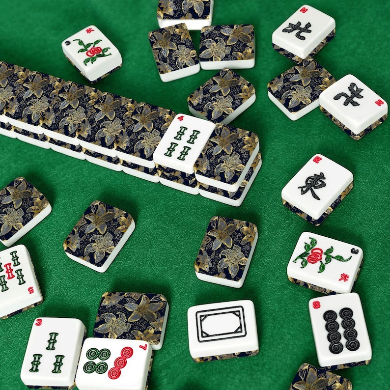 Navy Gold Floral Mahjong Tile Set 166 Pieces, American Mahjong Tiles with Jokers, Luxury Mahjong Set, Modern Mahjong Gift Bild 8
