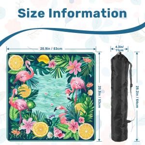 Flamingo Mahjong Mini Mat 20.9” Tropical Game Table Mat Portable Travel Mat Summer Beach Coastal Game Night Gift Non Slip Ships Rolled Up image 4