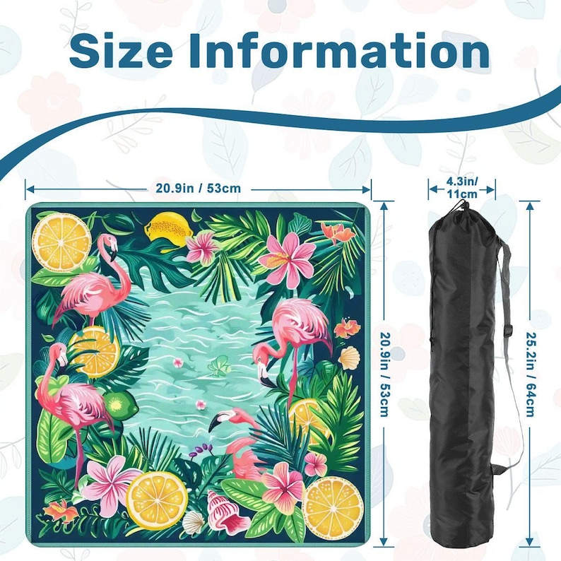 Flamingo Mahjong Mini Mat 20.9” Tropical Game Table Mat Portable Travel Mat Summer Beach Coastal Game Night Gift Non Slip Ships Rolled Up image 4