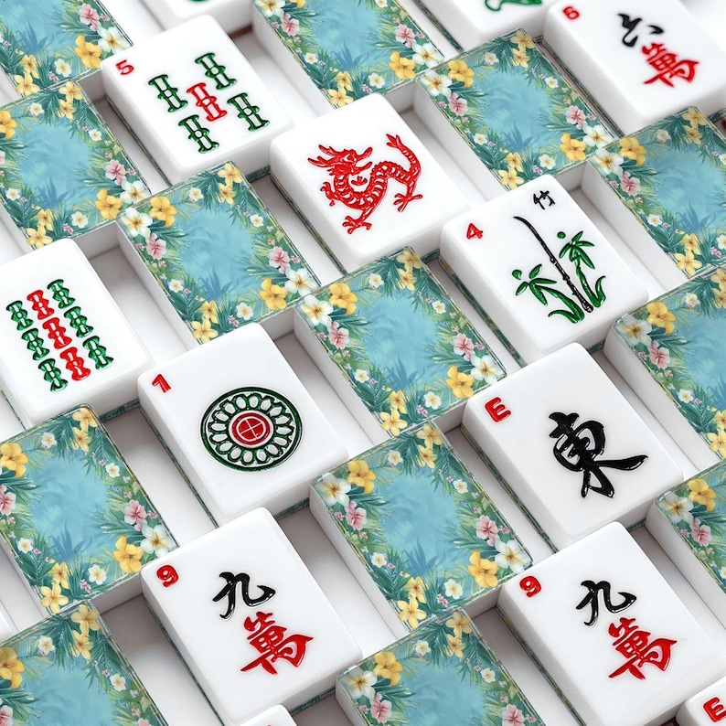 American Mahjong Tiles Set 166 Pieces with Jokers, Floral Mahjong Set,Aesthetic Game Night Tiles,Gift for Mahjong Lovers,Premium Acrylic Set image 9