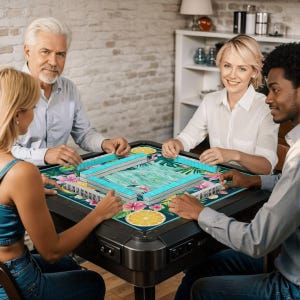 Flamingo Mahjong Mat, Tropical Citrus Palm Game Table Cover, Foldable (31.5") image 9