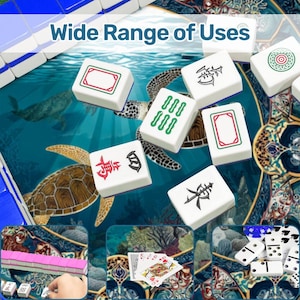 Sea Turtle Mahjong Mat 42 Inch Round, Coastal Mahjong Mat, Ocean Theme Mat, Beach House Mahjong Accessory, Turtle Lover Mahjong Table Cover image 8