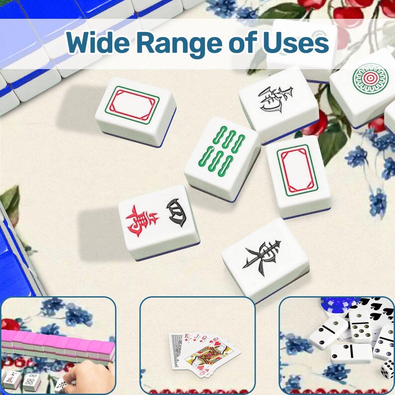 Christmas Mahjong Mat, Holiday Mahjong Table Mat, Red Gingham Cherry Border Mahjong Mat, Personalized Mahjong Gift, Foldable Travel Game Mat image 8