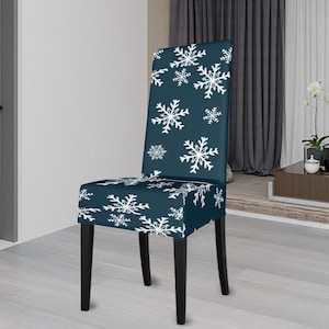 Holiday Snowflake Custom Dining Chair Slipcover, Chair Covers for Dining Chairs
