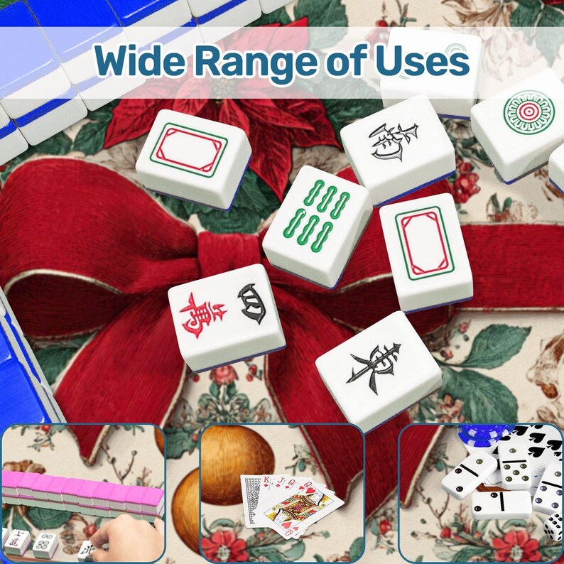 Christmas Mahjong Mat, Scalloped Mahjong Mat, Holiday Mahjong Gift, Poinsettia Mahjong Table Cover, Mahjong Accessories, 26x26 or 33x33 Bild 7
