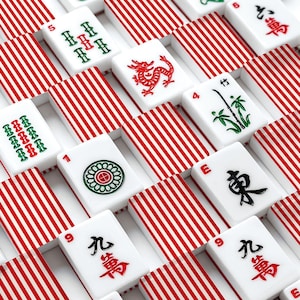 Custom American Mahjong Tiles Red White Stripe | 166 Piece Mahjong Set with Jokers | Preppy Mahjong Tiles | Retro Americana Mahjong Gift image 8