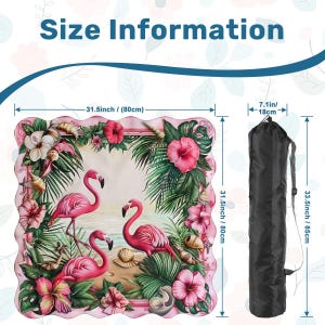 Tapete de Mahjong con borde festoneado de 80 cm (31,5 pulgadas), tapete de mesa tropical con flamencos, tapete de juego antideslizante e impermeable, tapete de Mahjong de viaje, regalo costero imagen 4