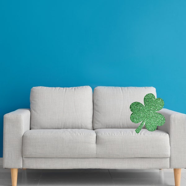 Sparkly Shamrock Custom Shape Pillow, St Patrick's Day Gift Idea, Shaped Pillow Gift Idea, Various Sizes Available