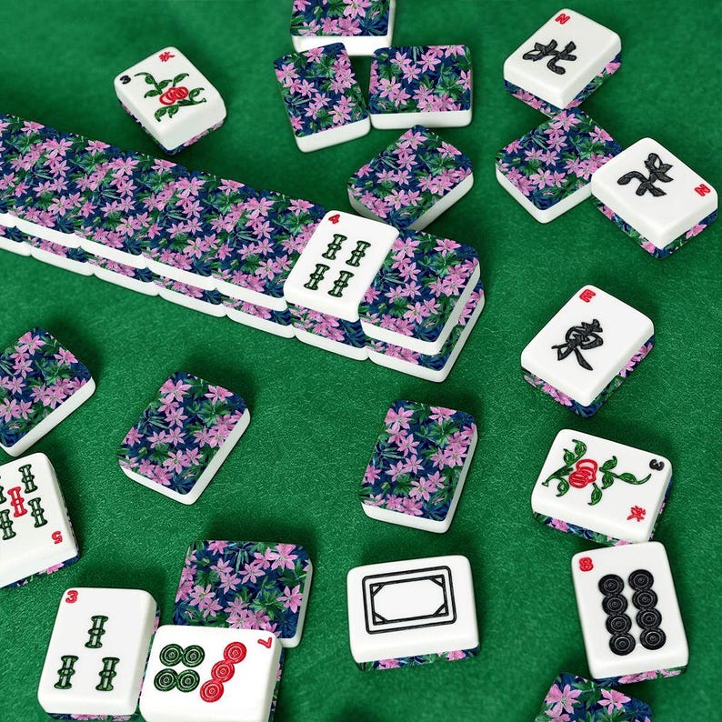 American Mahjong Tiles Set 166 Pieces with Jokers, Floral Mahjong Game Set, Acrylic Mahjong Tiles, Mahjong Gift Set image 8