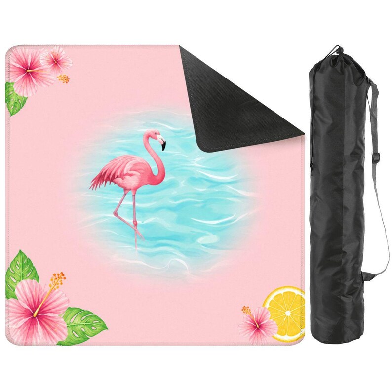 Pink Flamingo Mahjong Mat, Tropical Mahjong Table Mat, Coastal Game Night Decor, Hibiscus Mahjong Cover, Beach Mahjong Accessory, 31.5 Inch image 3