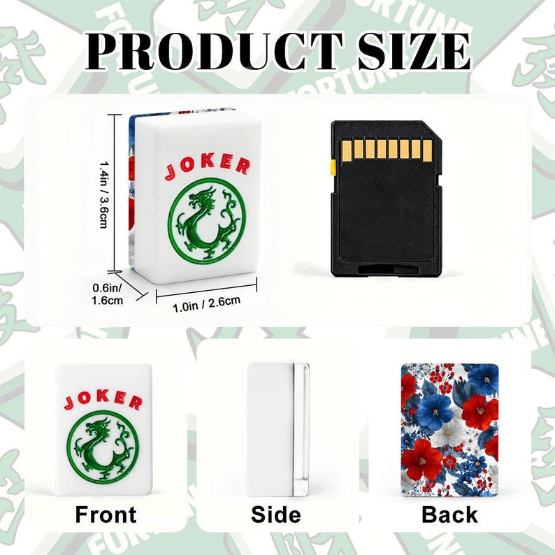 Patriotic Floral American Mahjong Tiles Set, 166 Piece Mahjong Game Set with Jokers, Red White Blue Mahjong Accessories,Grandmillennial Gift Bild 3