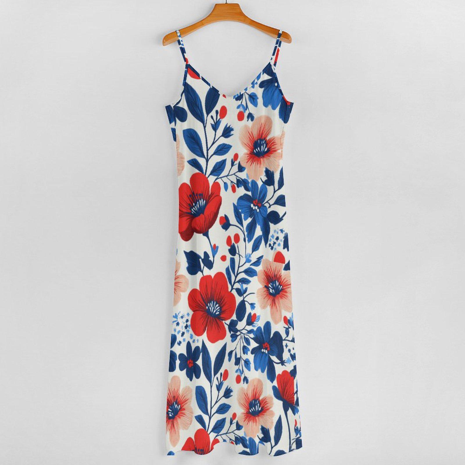 red white blue maxi dress Red White Blue Floral Maxi Dress
