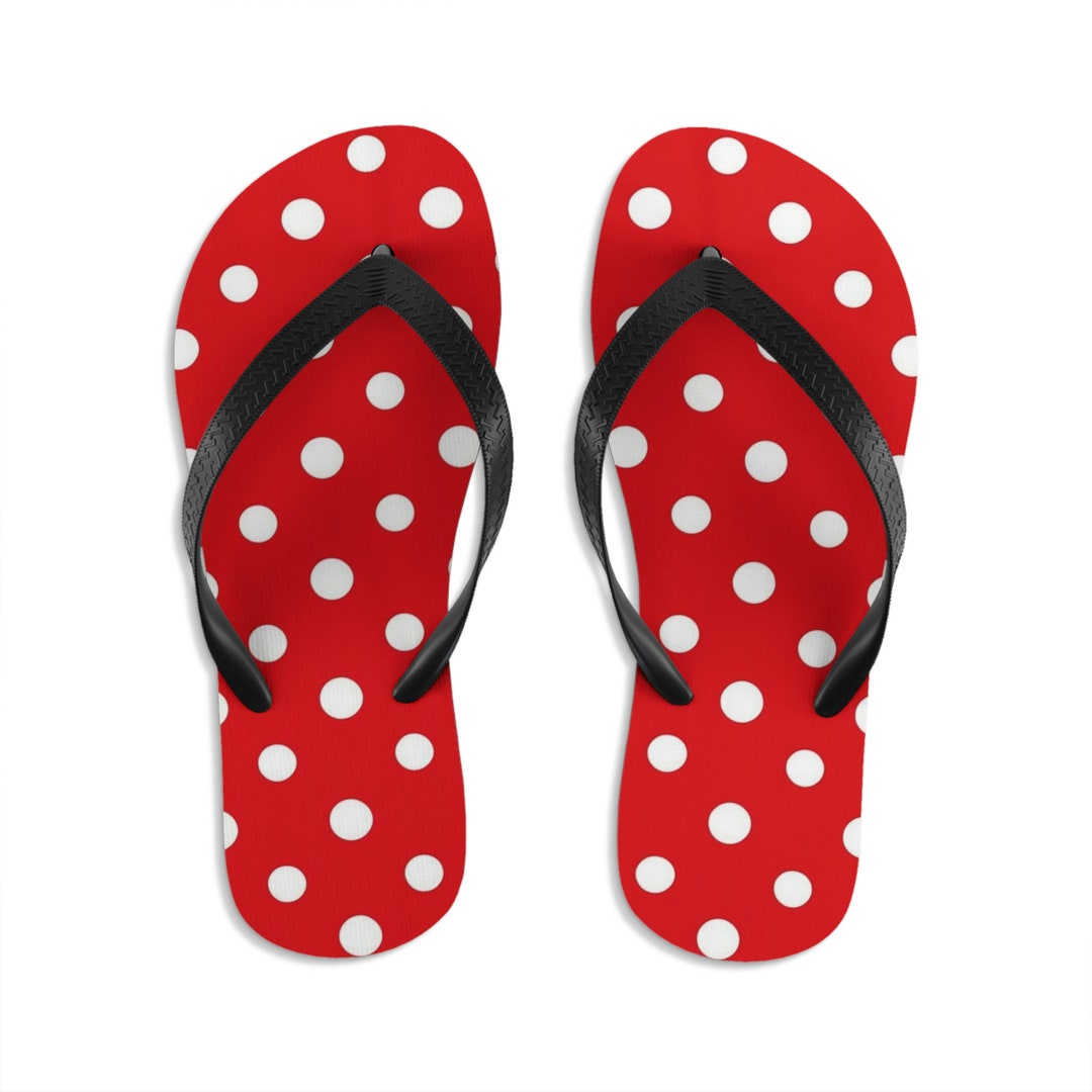 Red and White Polka Dot Flip Flops Women's Sandals - Etsy