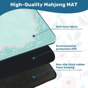 Pink & Aqua Mahjong Mat 31.5 x 31.5, Mahjong Table Mat,Coastal Mahjong Mat, Preppy Mahjong Accessories, American Mahjong Gift,Mah Jongg gift image 5