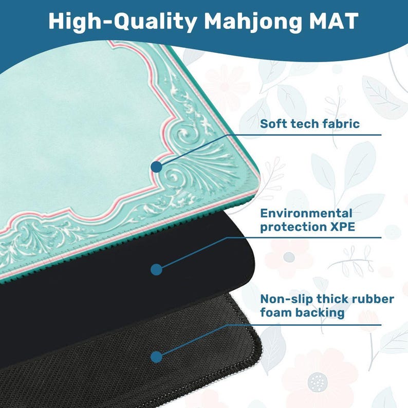 Pink & Aqua Mahjong Mat 31.5 x 31.5, Mahjong Table Mat,Coastal Mahjong Mat, Preppy Mahjong Accessories, American Mahjong Gift,Mah Jongg gift image 5
