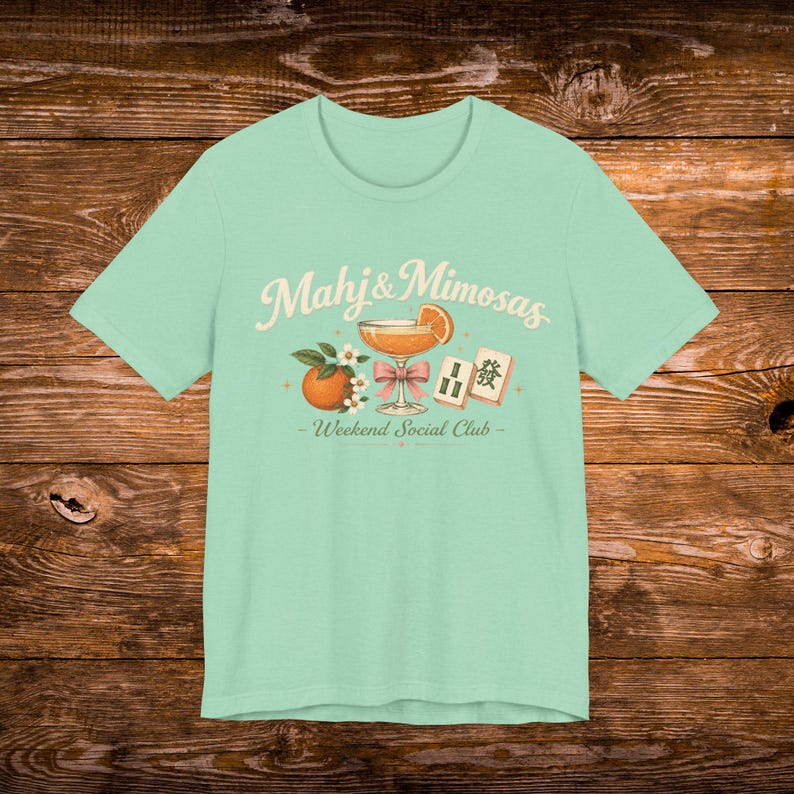 Mahj & Mimosas Tee | Mahjong Tiles, Orange Cocktail Graphic image 9