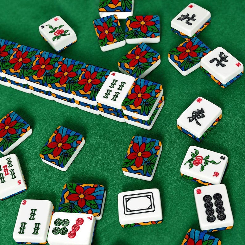 Juego de fichas de Mahjong americano con reverso floral / 166 fichas de Mahjong con comodines / Juego de acrílico premium / Regalo de Mahjong para jugadores imagen 8