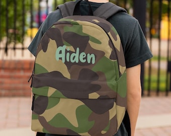 Personalized Camo Backpack: Custom Name Camouflage School Bag