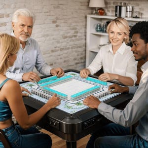 Tapete de Mahjong con Palmera de 33 x 33 cm con Base Antideslizante / Tapete de Mahjong Azul Costero / Tapete de Mahjong de Viaje con Bolsa de Transporte / Regalo de Mahjong imagen 3