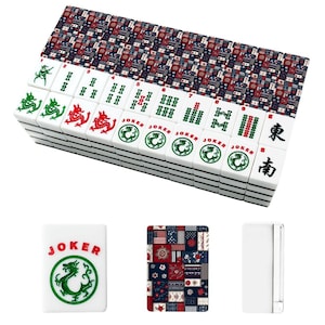 Ensemble de tuiles de mahjong américain patriotique, ensemble de jeu de mahjong 166 pièces avec jokers, tuiles de mahjong Americana patchwork, soirée jeux image 2