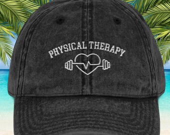 Vintage Physical Therapy Cap: Embroidered Cotton Twill Sun Hat