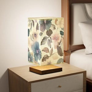 Boho Floral Square Table Lamp, Table Light, Desk Lamp, Home Decor Lighting