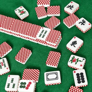 Custom American Mahjong Tiles Red White Checkerboard | 166 Piece Mahjong Set with Jokers | Personalized Mahjong Gift | Mahjong Accessories image 9