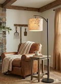 Elegant Arc Floor Lamp  Botanical Floral And Leaf Shade, Modern Natural Light for Living Room, Bedroom or Office, (Made in USA), Home Decor