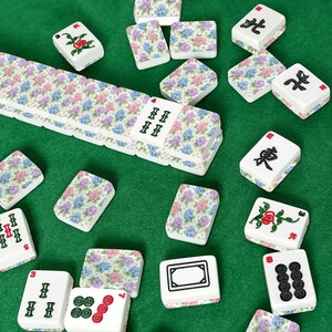 Hydrangea American Mahjong Tiles Set, Floral Mahjong Tiles with Jokers, Luxury Mahjong Gift Set, Custom Mahjong Game, 166 Tile Set 画像 8