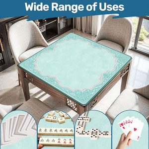 Pink & Aqua Mahjong Mat 31.5 x 31.5, Mahjong Table Mat,Coastal Mahjong Mat, Preppy Mahjong Accessories, American Mahjong Gift,Mah Jongg gift image 1
