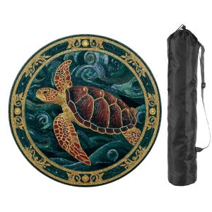 Sea Turtle Mahjong Mat 42 Inch Round Mahjong Mat, Coastal Mahjong Table Cover,Ocean Turtle Mat, Beach House Mahjong Gift,Mahjong Accessories Bild 3