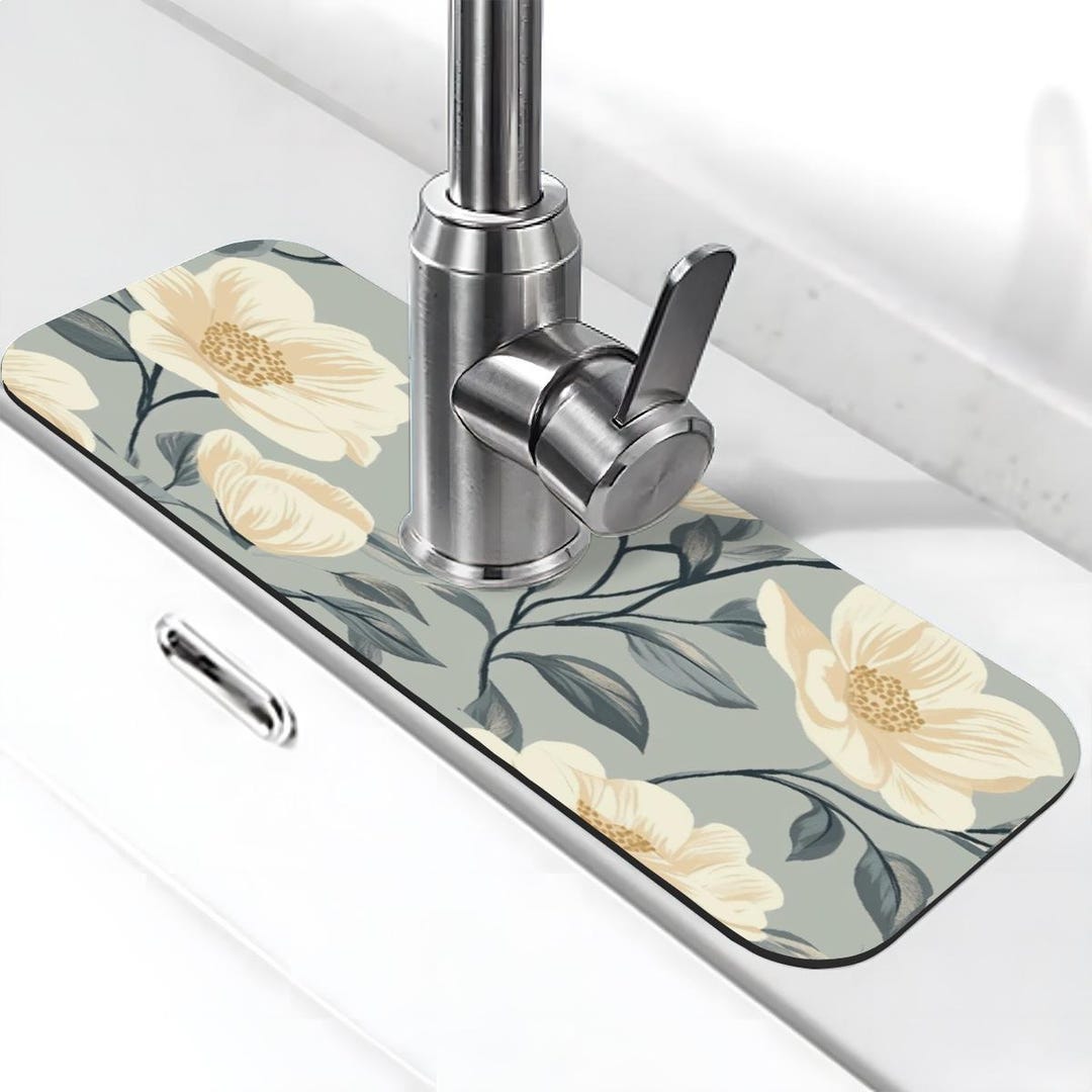 Floral Design, Boho Faucet Mat for Kitchen Sink, Tidy Kitchen Accessory ...