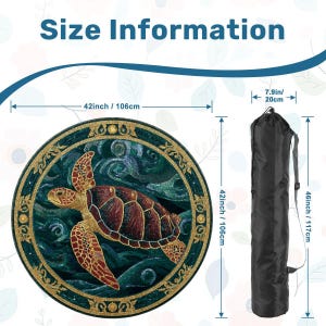 Sea Turtle Mahjong Mat 42 Inch Round Mahjong Mat, Coastal Mahjong Table Cover,Ocean Turtle Mat, Beach House Mahjong Gift,Mahjong Accessories Bild 4