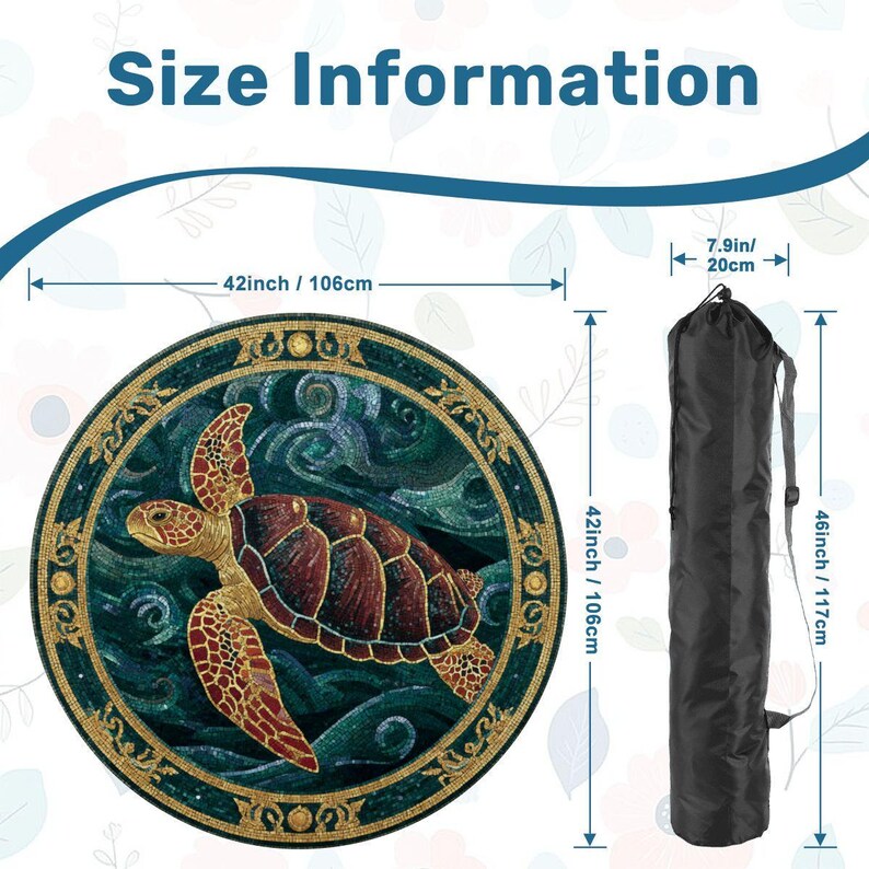 Sea Turtle Mahjong Mat 42 Inch Round Mahjong Mat, Coastal Mahjong Table Cover,Ocean Turtle Mat, Beach House Mahjong Gift,Mahjong Accessories Bild 4