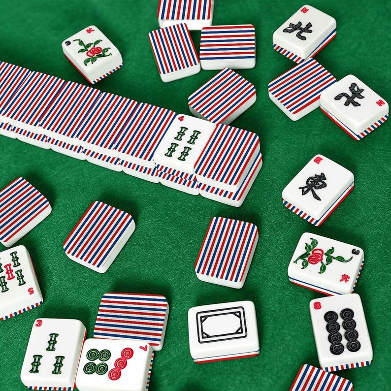 Patriotic American Mahjong Tiles | Red White Blue Stripe Mahjong Set | 166 Piece Mahjong Tiles with Jokers | Custom Mahjong Gift image 9