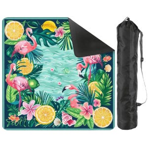 Flamingo Mahjong Mini Mat 20.9” Tropical Game Table Mat Portable Travel Mat Summer Beach Coastal Game Night Gift Non Slip Ships Rolled Up image 3