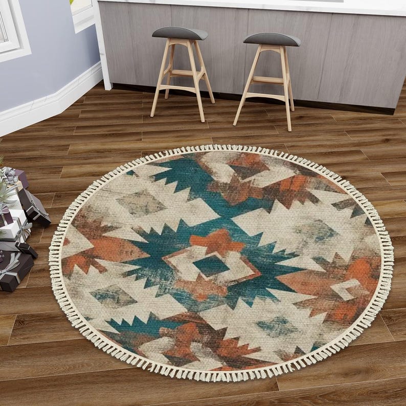 Aztec Southwest Design Round Rug, Multiple Sizes Round Area Rug With ...
