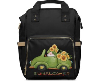 Custom Diaper Backpack, Sunflower Dreams Design Diaperbag, New Mom Gift, Baby shower gift idea, large backpack diaper bag