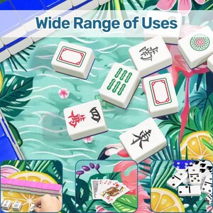Flamingo Mahjong Mat, Tropical Citrus Palm Game Table Cover, Foldable (31.5") image 8