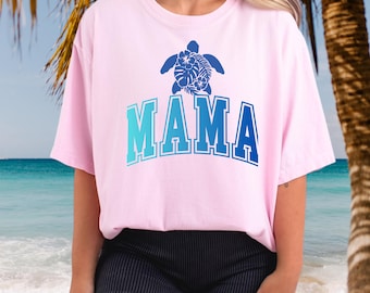 Beachy Mama T-Shirt: Comfort Colors Sea Turtle Graphic Tee