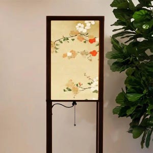 Japanese Floral Shelf Floor Lamp with Linen Shade, LED Bulb, USB & Outlet, 3 Tier Wood Storage Lamp for Living Room Bedroom Decor image 10